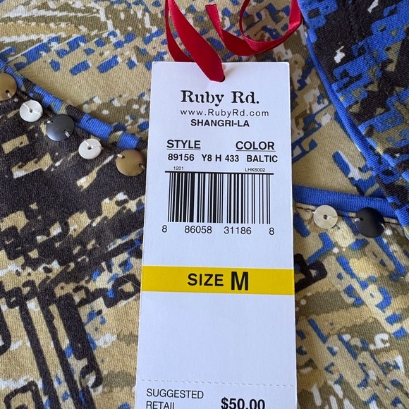 Ruby Rd V neck 3/4 sleeve Size M Stretch 95% cotton 5% spandex Office Brunch NWT - Picture 5 of 9